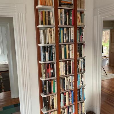 Custom Bookshelves measure 88â€ tall, width varies from approximately 36â€ to 45â€, depth varies from 7â€ to 13â€.