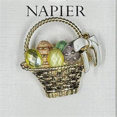 Lot 007   1 Bid(s)
Vintage Signed Napier Easter Basket Brooch Pin with Box