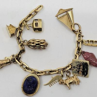 14k Gold Charm Bracelet 