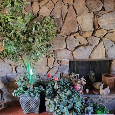 #1214 â€¢ Faux Plants, Candle Holders, Figurines, Wicker Baskets & More
