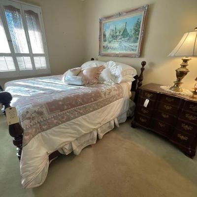 #2108 â€¢ Full Bed frame, Bed Set, Night Stand & Lamps
