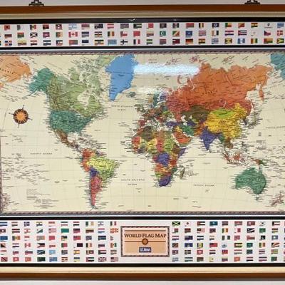 #1864 â€¢ Framed World Flag Map
