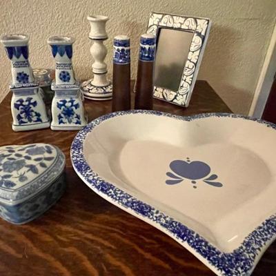 Blue ceramic pieces 