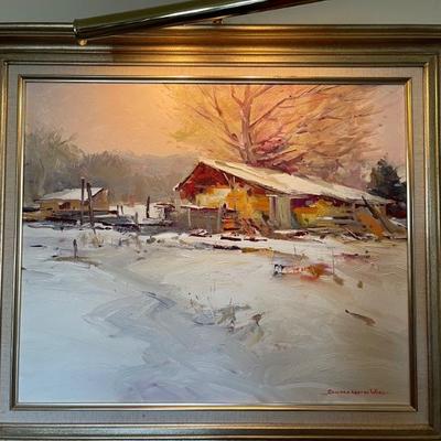 Framed painting with light 