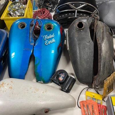 Vintage Harley tanks and luggage 