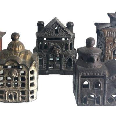(6) Vintage Cast Iron Banks, Cupola, Mosque