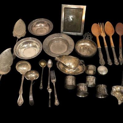 Collection Mostly Sterling Silver Cutlery, Napkin Rings, Trays, REED & BARTON