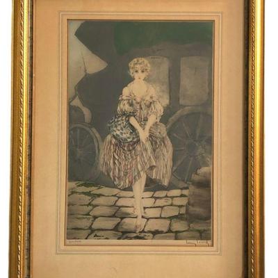 Framed LOUIS ICART Colored Etching 