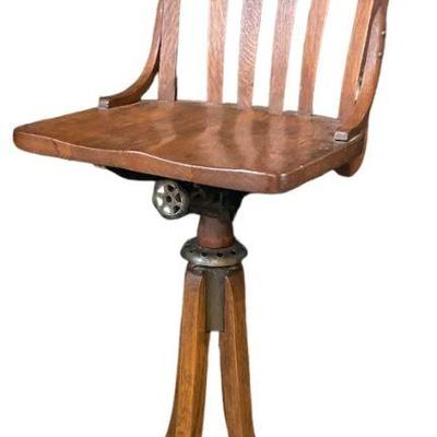 1900's Oak Swivel Drafting Chair