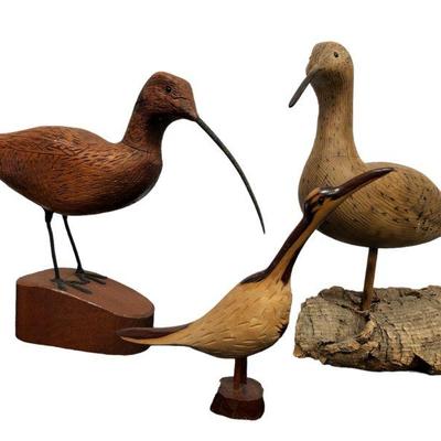 Three Wood Carved Duck Decoys, CHARLES FISH 