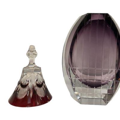 BACCARAT Modernist Vase and Ruby Crystal Bell