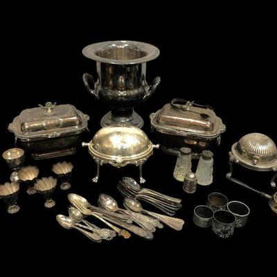 Large Collection Victorian Silverplate Servingware, Some Possible Sterling