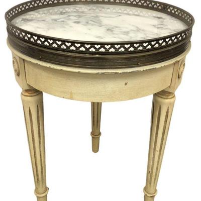 Antique French Louis XVI Style Marble Top Side Table 