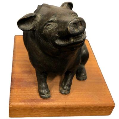 Bronze Art Deco Pig Sculpture 