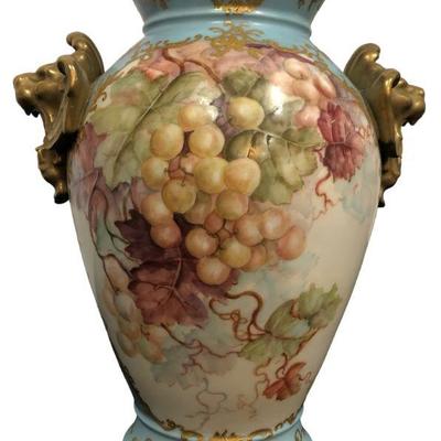Antique French Artist Signed & Dated D&C LIMOGES Lion Head Vase