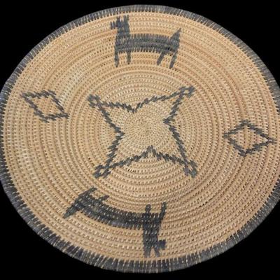 Native American Apache Woven Dog Basket 