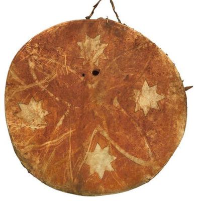 Native American Dyed Hide Drum 