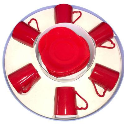 LIMOGES France Porcelain Heart Shape Teacup & Saucer Set (6) 