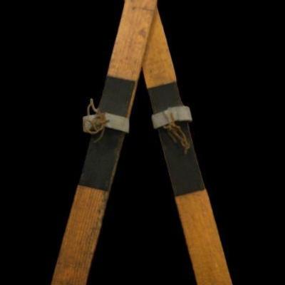 1920's Oak Children's Skis Lodge Cabin Decor