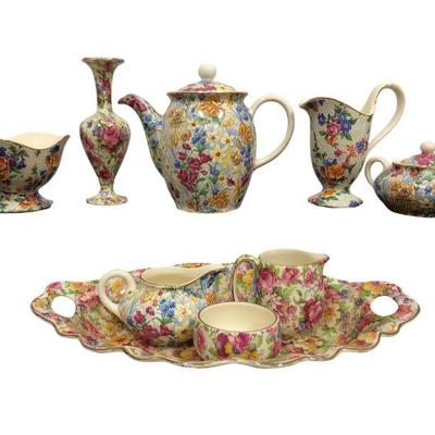 Collection Assorted German & English Chintz Pottery