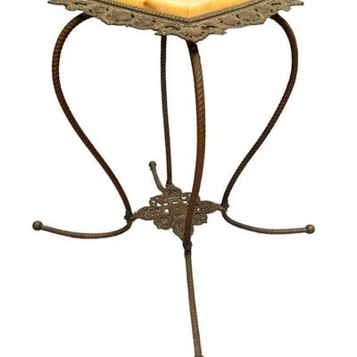 Ornate Victorian Brass & Marble Plant Stand 