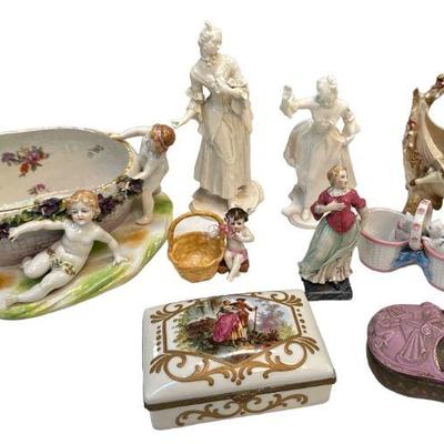 Collection 19th Century German Nymphenburg & Sitzendorf, French, & Italian Porcelain Statues 
