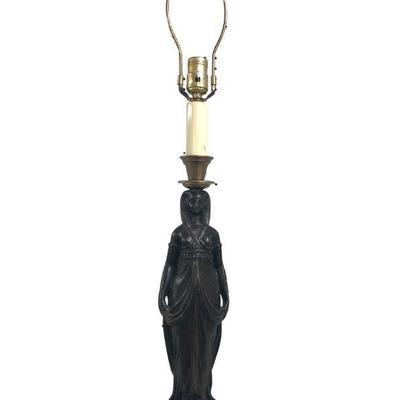 Art Deco Egyptian Revival Figural Metal Lamp
