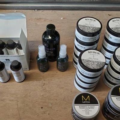 #3068 â€¢ (18) MVRCK Dry Paste Hair Gel, (5) MITCH Barbers Classic Moderate Hold/High Sine, Tea Tree Lavender Mint Shampoo, 2 Tea Tree...