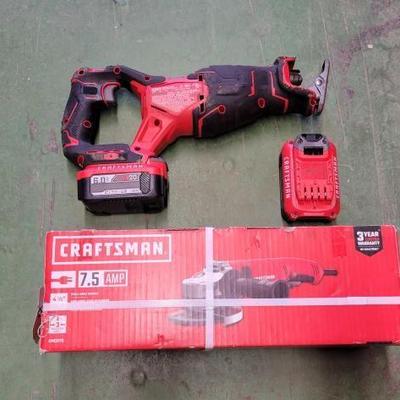 #6092 â€¢ Craftsman Reciprocating Saw, Battery and New Small Angle Grinder
