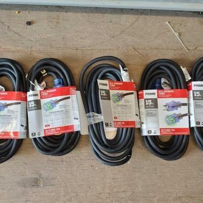 #3060 â€¢ (5) Prime 15ft. All Rubber Cords
