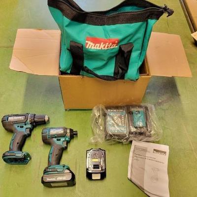 #6082 â€¢ Makita Bag, 2 Drills, Charger and Batteries
