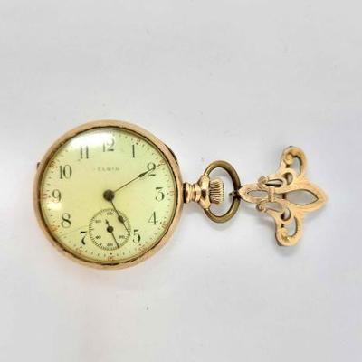 #898 â€¢ 10k Gold Filled Elgin 15 Jewels Pocket Watch Pendant
