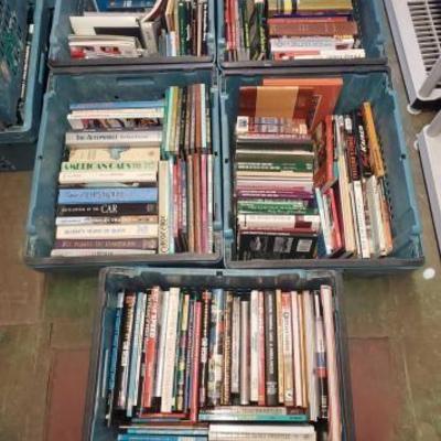 #7000 â€¢ 5 Totes of Automotive and History Books
