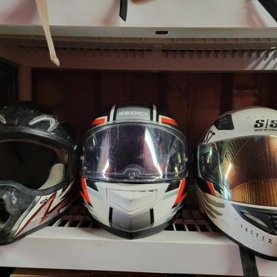 #6150 â€¢ 3 Motorcycle Helmets
