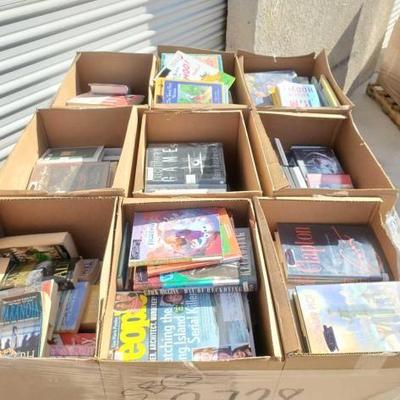 #2728 â€¢ 36 Boxes of Miscellaneous Library Books, DVDs, and Magazines
