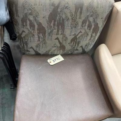 #2532 â€¢ Brown Leather Chair with Giraffe Print
