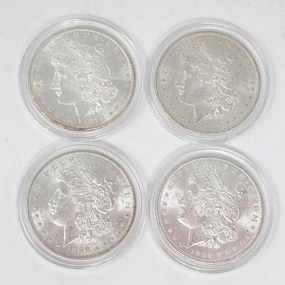 #1304 â€¢ 4 Morgan Silver Dollars (1881-1904)
