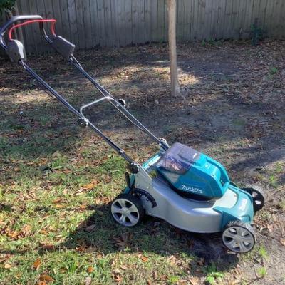 $195 Makita electric mower with bag 