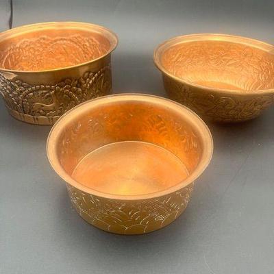3 Pc Copper Planter Lot