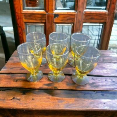 6 Vintage Mid Century Water Wine Juice Glasses