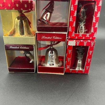 6 Wallace Silversmiths Christmas Ornament Lot