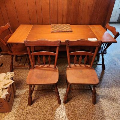 Solid Wood Table & 4 Chairs  44x30 + 2 10