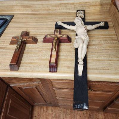 Vintage Wood Catholic Wall Crucifix Last rites