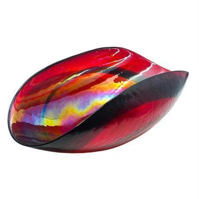 Lot 009-117 
Murano Fossili Art Glass Bowl, Red Iridescent