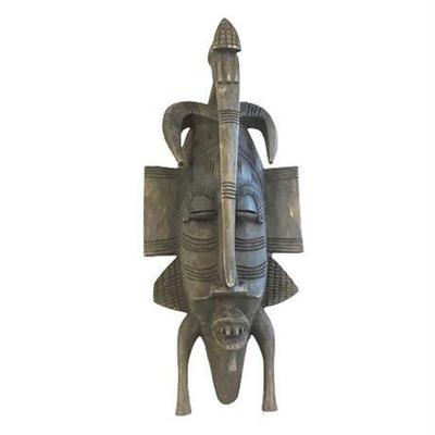 Lot 057   0 Bid(s)
Senufo Kpelie African Tribal Carved Wood Mask with Hornbill