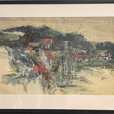Lot 029-001   0 Bid(s)
Malcom Brown Watercolor, Abstract Landscape Scene MCM Signed