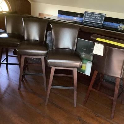 Bar Height Stools Brown Leather