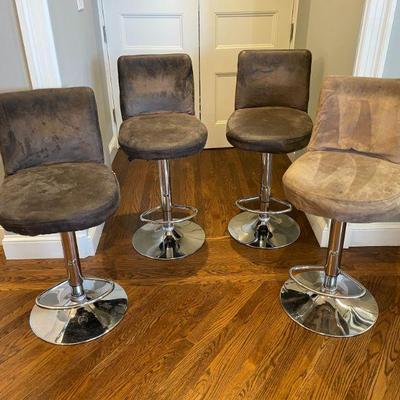 Counter Stools in Brown Suede Swivel