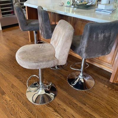 Counter Stools in Brown Suede Swivel