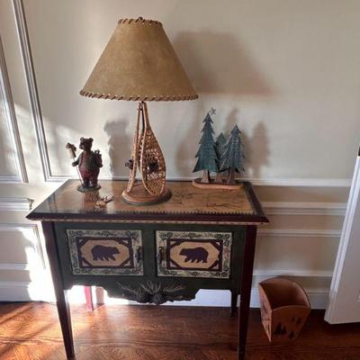  Cabinet w painted bears 38Wx16Dx33H